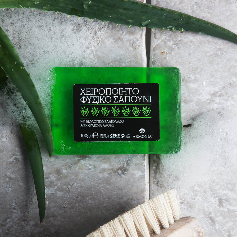 handmade natural greek soap aloe vera extract olive oil organic moisturizing aging 100%